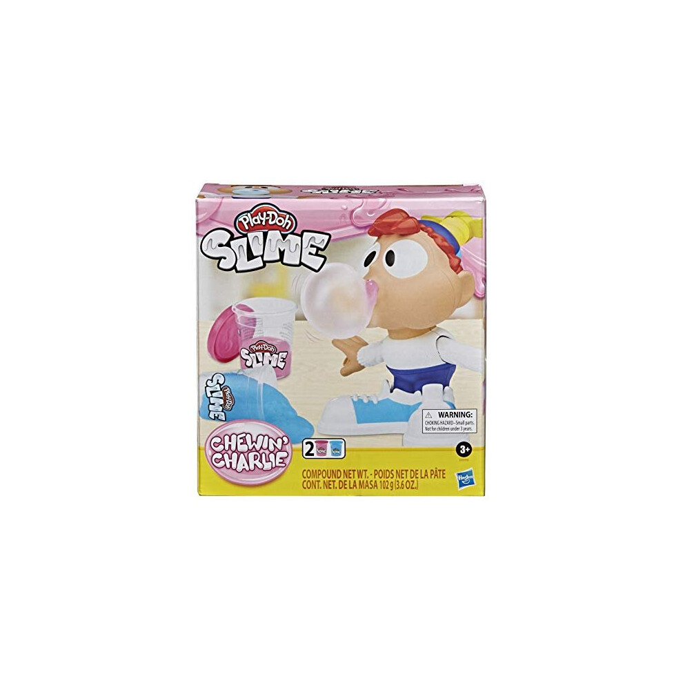 Play-Doh Slime Chewin' Charlie Slime Bubble Maker Toy For Children Aged 3 Years And Up With 2 Pots Of And Slime Compound, Non-Toxic Pink/Blue