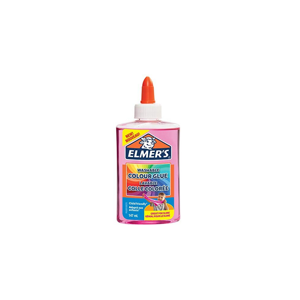 ElmerÃ¢ÃÃs Translucent Colour PVA Glue | Pink | 147 ml | Washable | Great for Making Slime | 1 Count