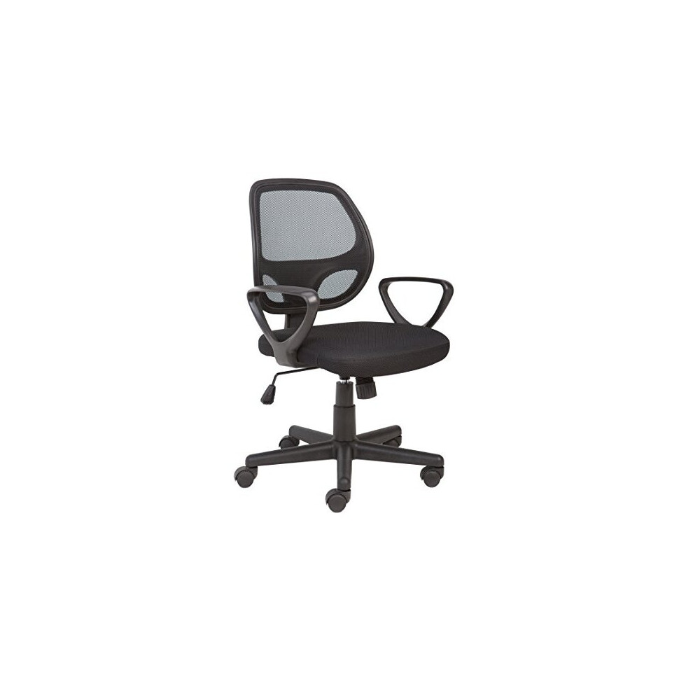 Office Essentials Mesh Office Chair for Home, Computer Desk Chair for Office With Arms, Small Swivel Chair, Black