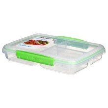 Sistema To Go Multi Split Food Storage Container, Clear with Coloured Clips, 820 ml