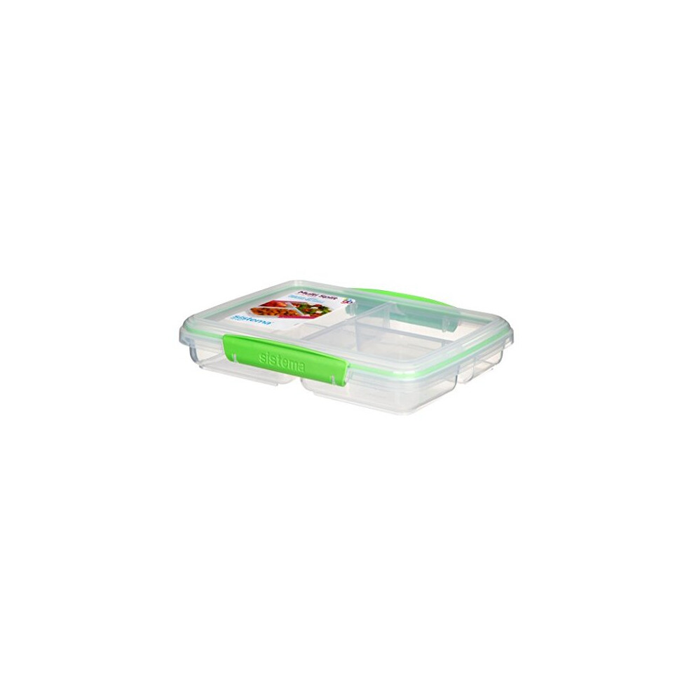 Sistema To Go Multi Split Food Storage Container, Clear with Coloured Clips, 820 ml