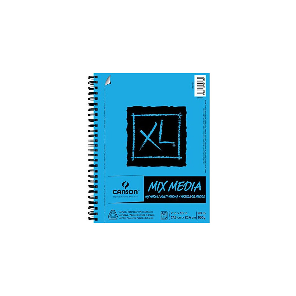 Canson XL Spiral Multi-Media Paper Pad 7 x 10-inch, 60 Sheets, Heavyweight, 0, 7" x 10"