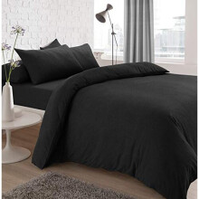 Sleepdown Jersey Melange Duvet Set - Easy Care Non Iron Plain Yarn Dyed Quilt Cover with Pillowcases - Charcoal, Double