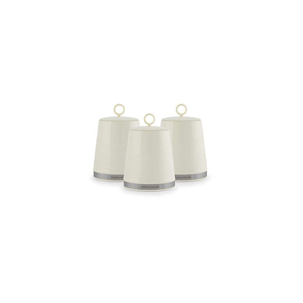 Morphy Richards 976006 Dune Kitchen Storage, Tea Coffee Sugar Set of 3 Canisters, Ivory Cream, 1