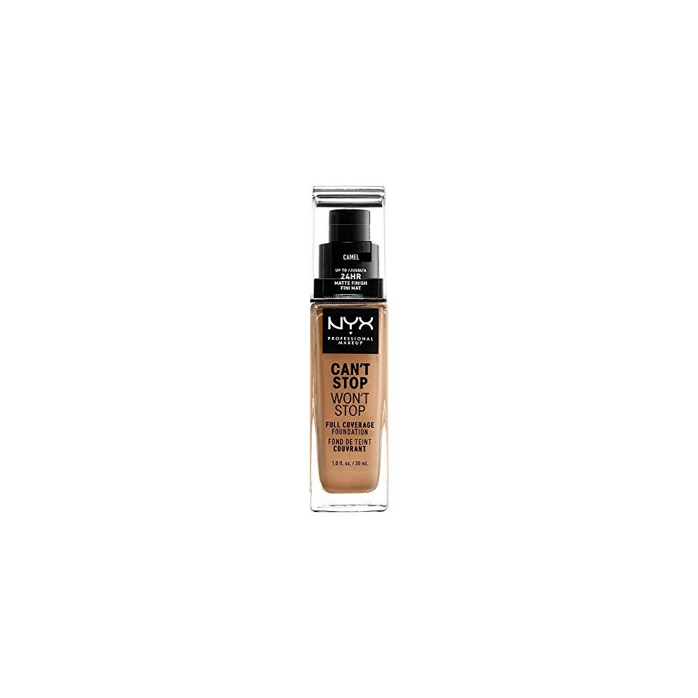 NYX Professional Makeup Can't Stop Won't Stop Full Coverage Foundation, Long Lasting, Waterproof, Vegan Formula, Matte Finish, Shade: Camel