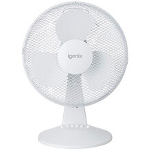 Igenix DF1210 Portable Desk Fan, 12 Inch, 3 Speed, Quiet Operation, Oscillating, Desktop/Bedside Fan, Ideal for Home and Office, White
