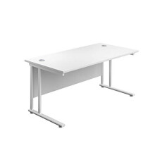 Office Hippo Professional Cantilever Office Desk, Wood, White, White Frame, 140 x 80 x 73 cm