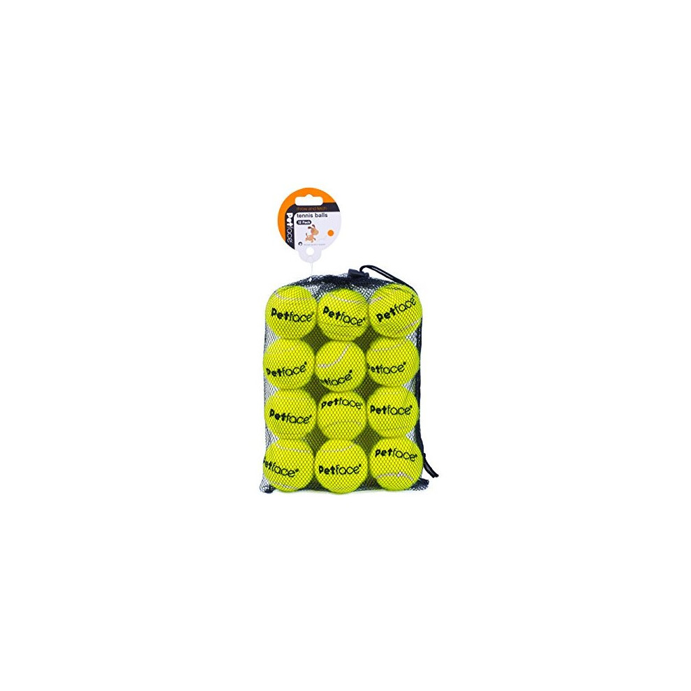 Petface Super Tennis Balls For Dogs, Throw And Fetch, Outdoor Exercise, 12 Pack