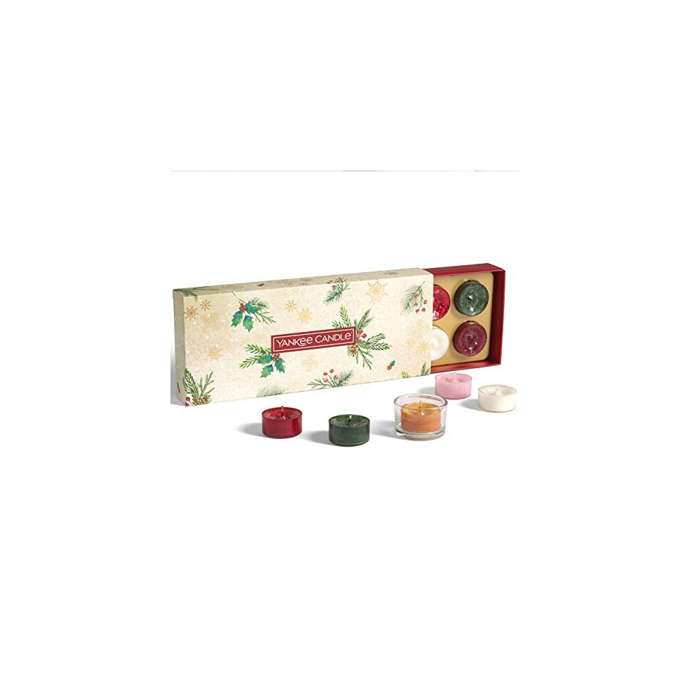 Yankee Candle Gift Set | 10 Tealight Christmas Scented Candles and 1 Holder | Magical Christmas Morning Collection