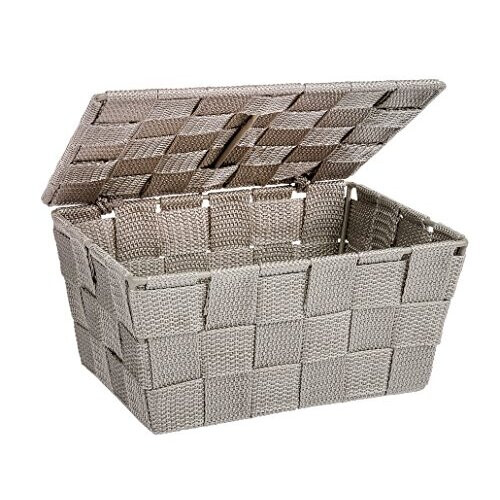 Wenko Storage Adria Taupe-Bathroom Basket with lid, Polypropylene ...