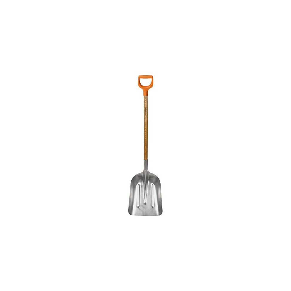 Fiskars Snow and Grain Shovel, Spade Width: 31 cm, Aluminium-spade/Birch Wood, Handle with Synthetic material coating, 1001637