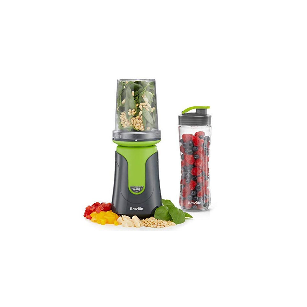 Breville Blend Active Compact Food Processor & Smoothie Maker | 1 x Processor Bowl | 1 x Portable Blending Bottle (600 ml) | 300 W | Green [VBL241]