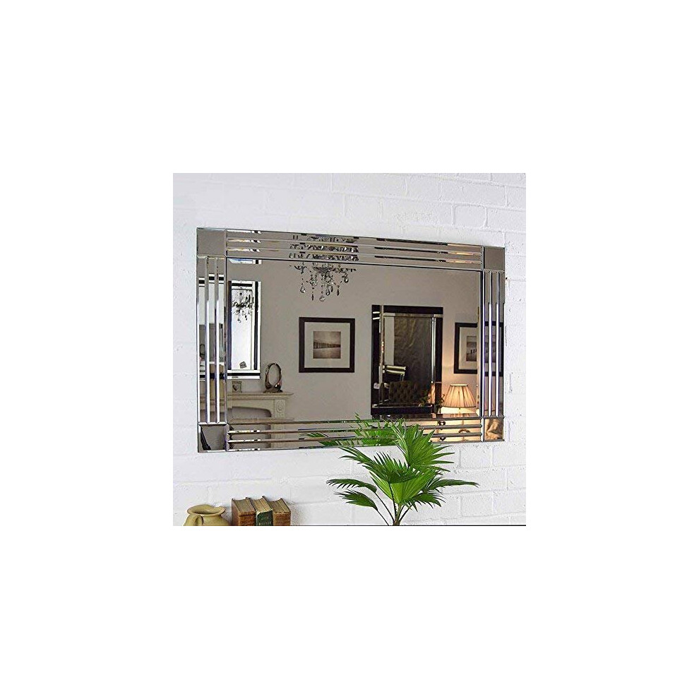 Mirroroutlet Triple Bevelled Venetian Wall Mirror 3Ft X 2Ft (91Cm X 61Cm) Silver