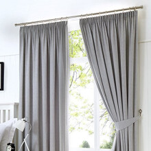 Fusion - Dijon - Blackout / Thermal Insulated Pair of Pencil Pleat Curtains - 90" Width x 90" Drop (229 x 229cm) in Silver