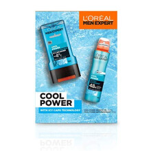 L'Oreal Men Expert Gift Set for Men, Cool Power 2 Piece Toiletries Gift Set: Shower Gel and Deodorant for Men