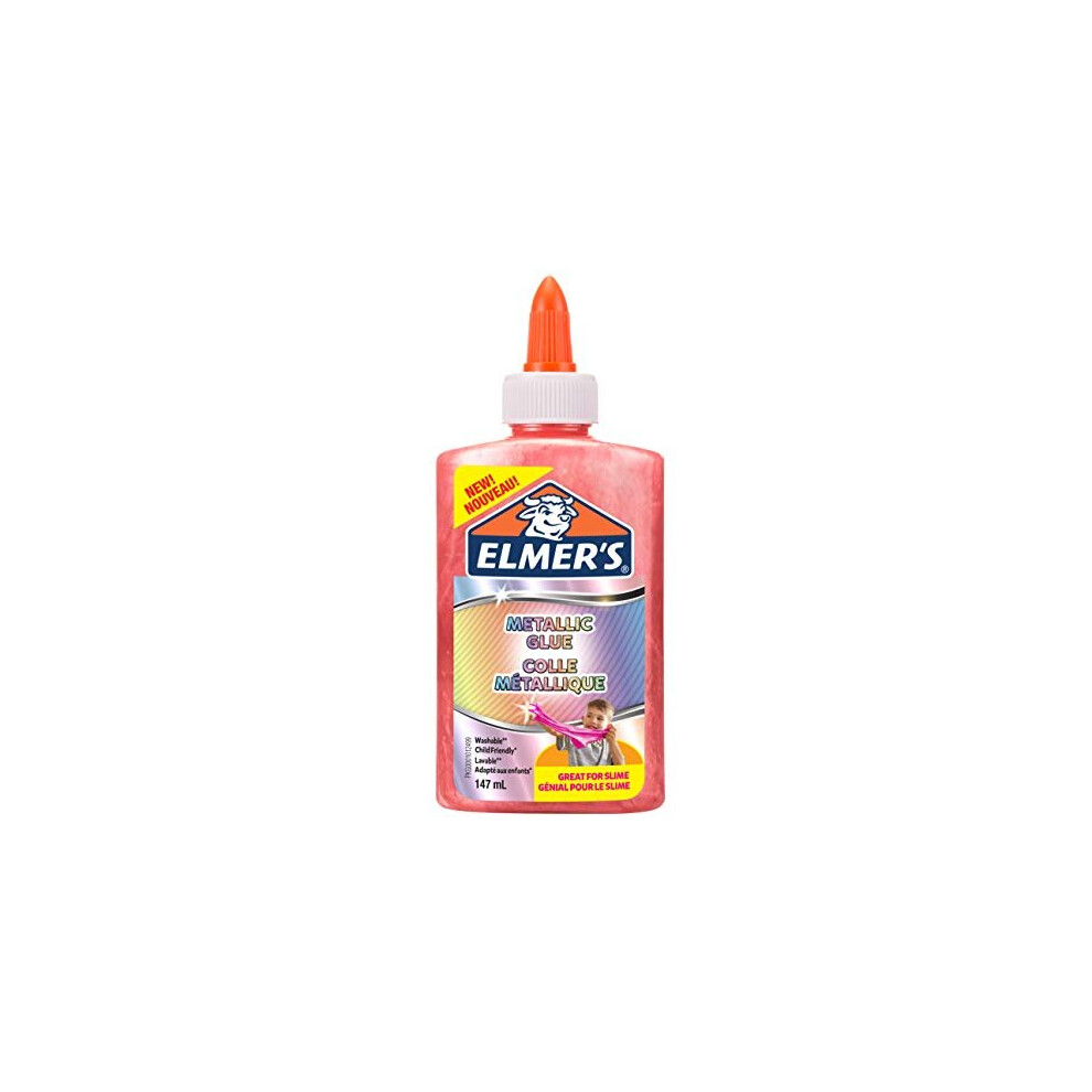 Elmer's Metallic PVA Glue | Great for Making Slime | Washable | Pink | 147 ml | 1 Count