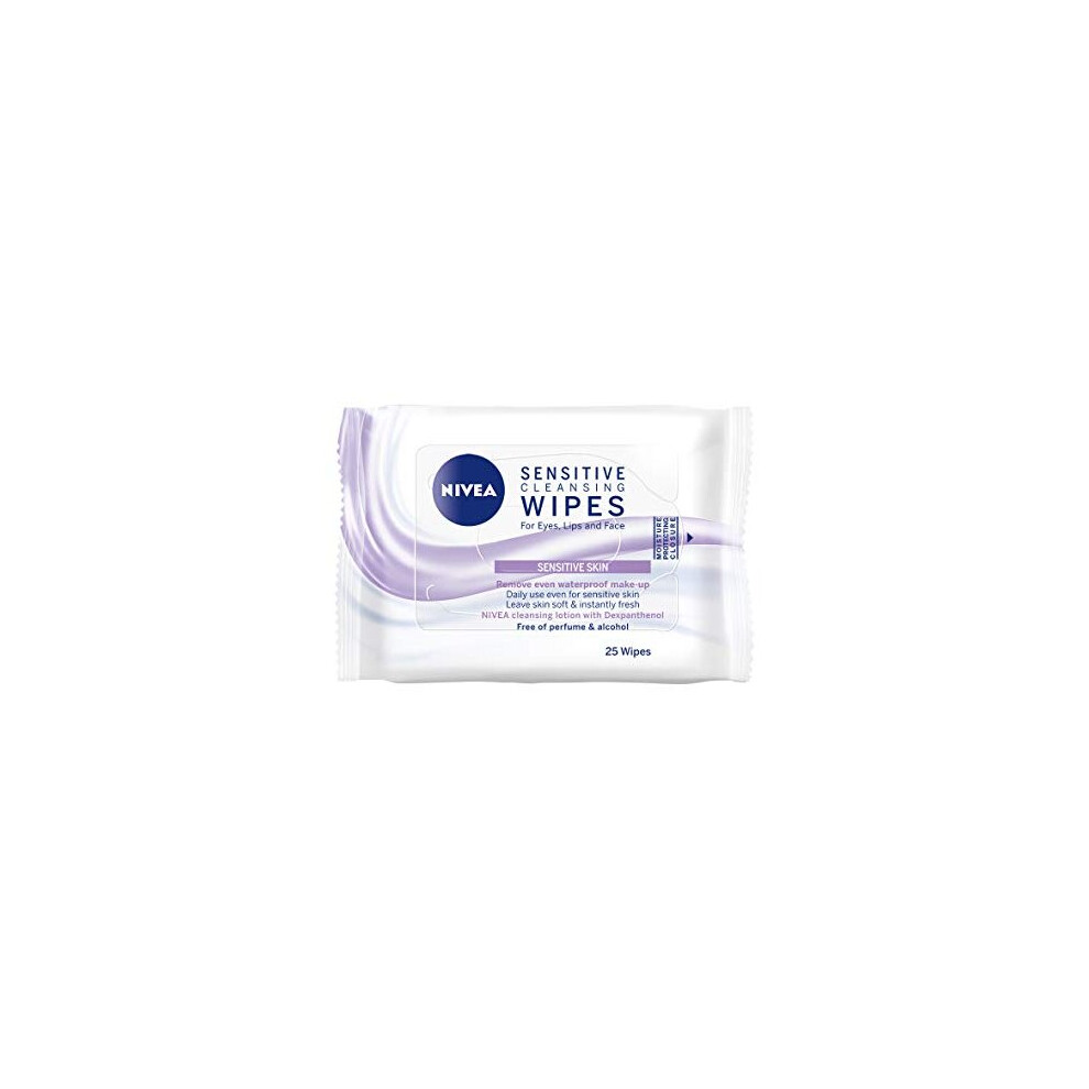 NIVEA Sensitive Cleansing Wipes, Pack of 6 (6 x 25 wipes), Sensitive Skin Make-Up Wipes with Vitamin E, Cleansing Face Wipes