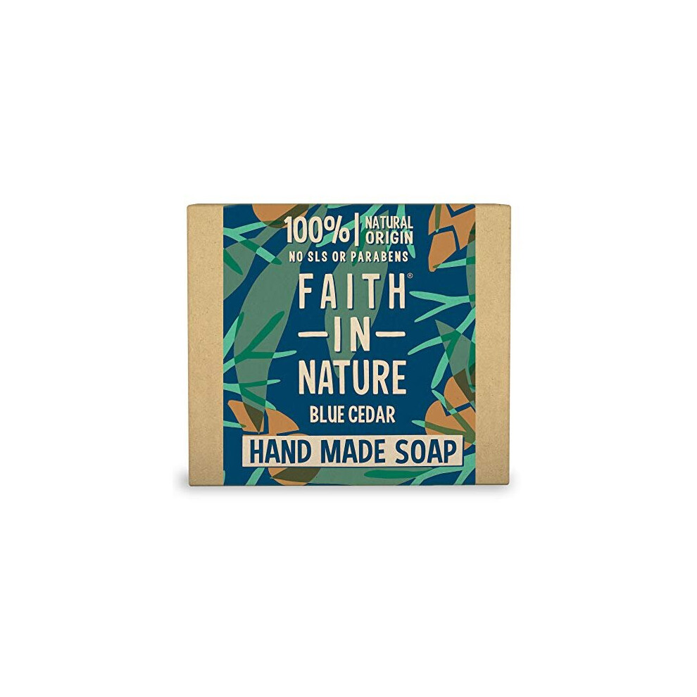 Faith in Nature Natural Blue Cedar Hand Soap Bar, Uplifting Vegan and Cruelty Free, Parabens and SLS Free, 100 g