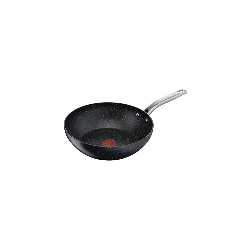 Tefal C6451942 Titanium Excel Wok Pan, Black Stone Effect, 28 cm