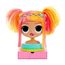 L.O.L. Surprise! O.M.G. Styling Head with Stick-on Hair for Endless Styles - 30 Surprises & Accessories - Neonlicious