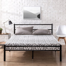 Zinus 27.94 cm Black Metal Platform Bed Frame with Headboard and Footboard/Premium Steel Slat Support/Mattress Foundation, Double