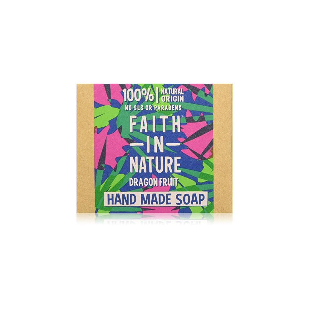 Faith in Nature Natural Dragon Fruit Hand Soap Bar, Revitalising Vegan and Cruelty Free, Parabens and SLS Free, 100 g