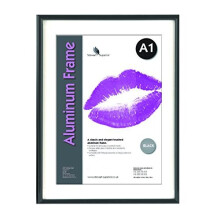Stewart Superior A1 Brushed Aluminium Picture Frame with Perspex Safety Glass - Black