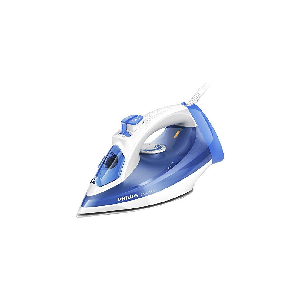 Philips PowerLife Steam Iron for Faster Crease Removal with 140 g Steam Boost, 2300W, Blue/White -ÃÃ¢Â  GC2990/26