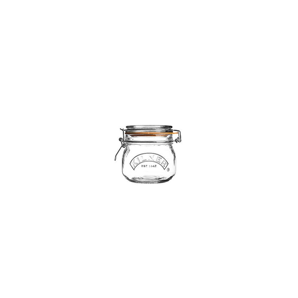 Kilner 102066537 0025.490 Clip Top Round Storage Jar, Glass, 0.5 L