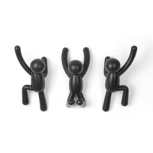 Umbra Buddy Wall Hooks âÃà Decorative Wall Mounted Coat Hooks for Hanging Coats, Scarves, Bags, Purses, Backpacks, Towels and More, Set of 3, Blac