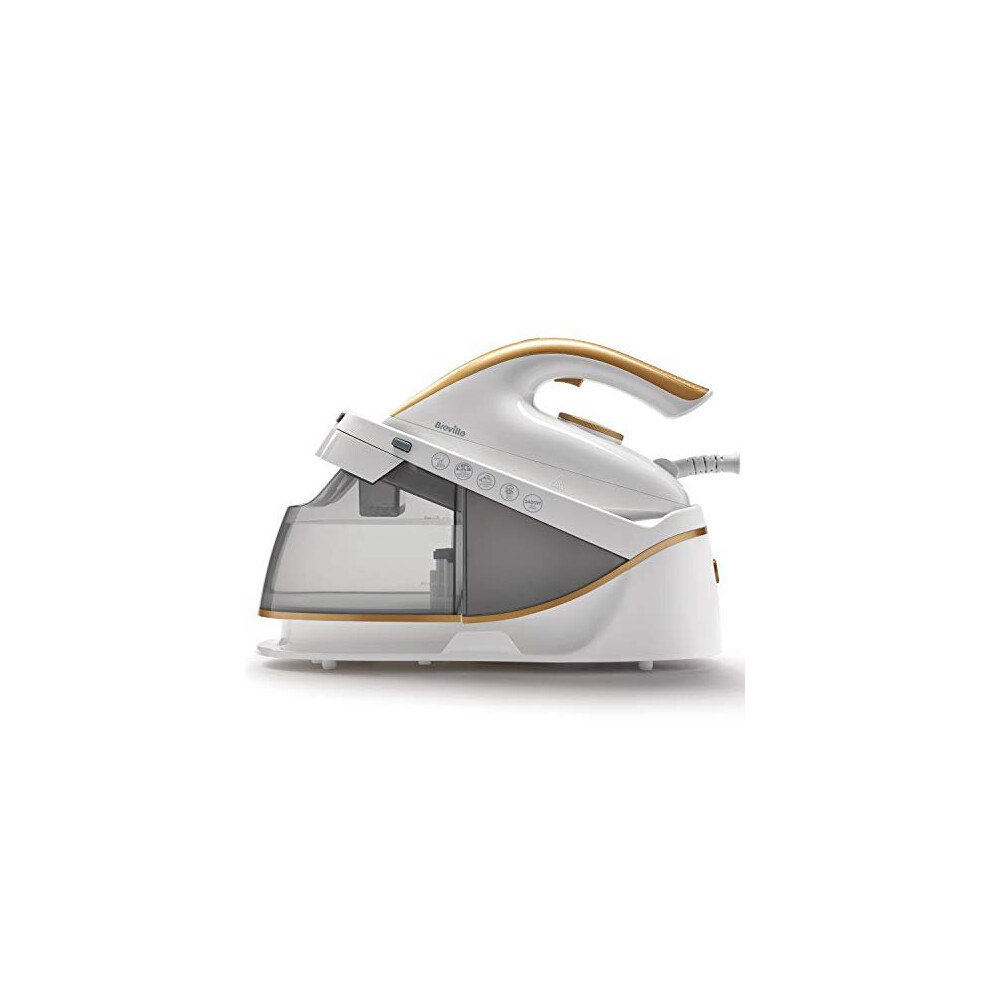 Breville PressXpress Steam Generator Iron | 2400 W | Ceramic Soleplate | Detachable Water Tank | White & Satin Gold [VIN410]