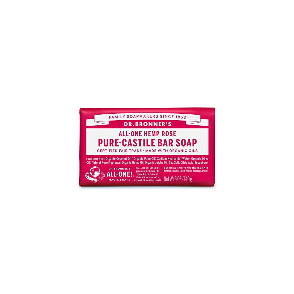 Dr. Bronner's Rose Bar Soap Made with Organic Ingredients 140 g