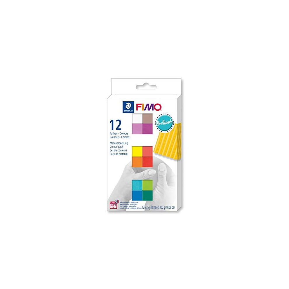 STAEDTLER 8023 C12-2 FIMO Soft Oven Hardening Modelling Clay 12 x 25 g Blocks - Brilliant Colours