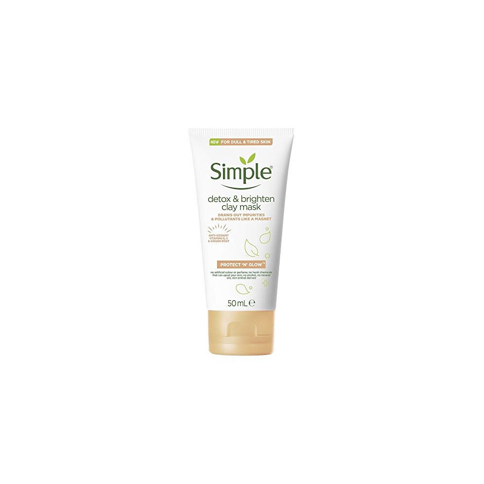 Simple Protect 'N' Glow Detox & Brighten For Glowing Skin Clay Mask Deep-Cleansing and Skin Brightening 50 ml