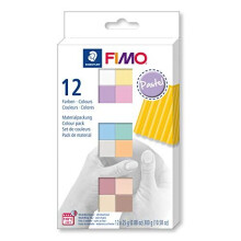 STAEDTLER 8023 C12-3 FIMO Soft uunikovettuva muovailuvaha 12 x 25 g paloja - Pastelliv   rit