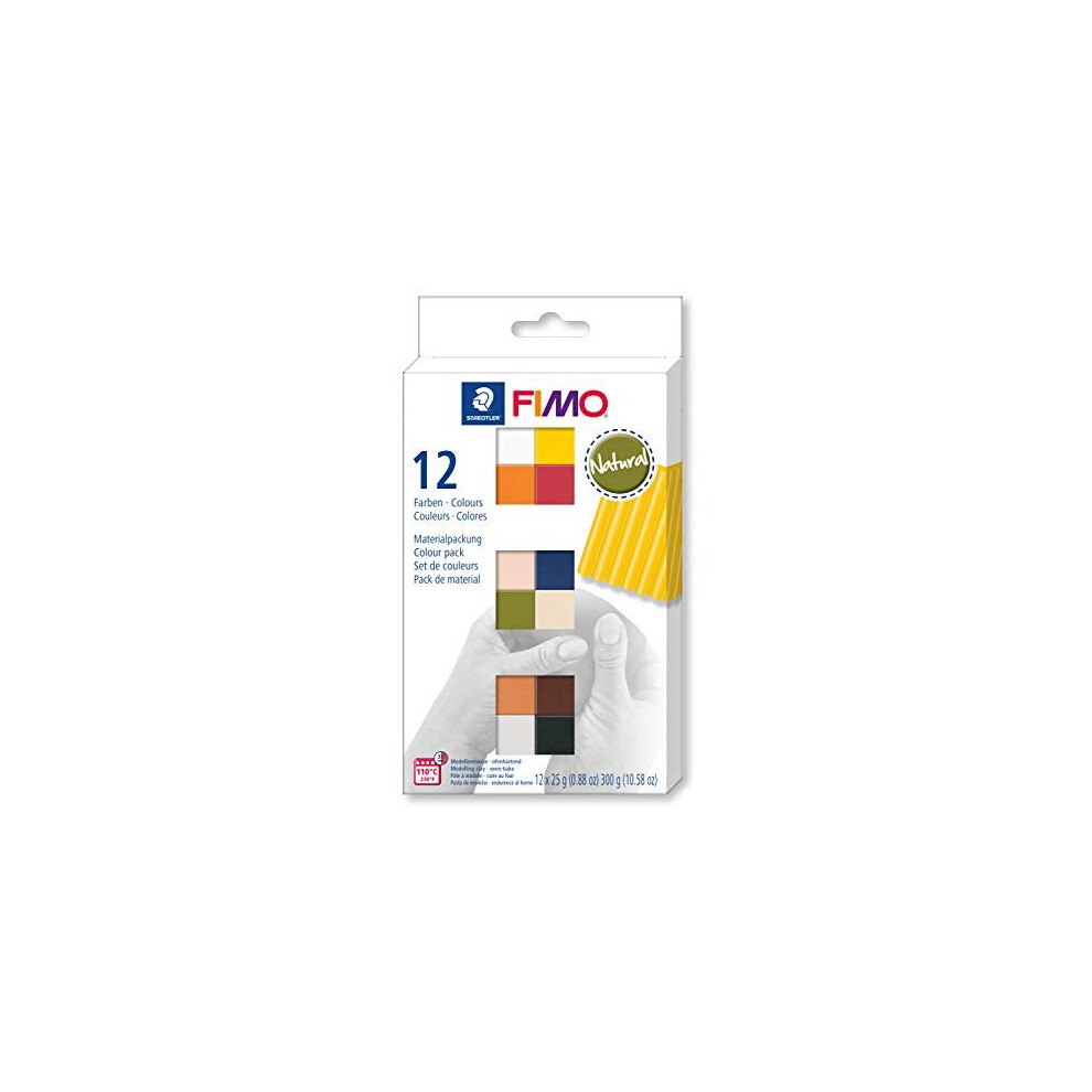STAEDTLER 8023 C12-4 FIMO Soft Oven Hardening Modelling Clay 12 x 25 g Blocks - Natural Colours