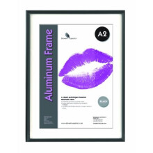 Stewart Superior A2 Brushed Aluminium Picture Frame with Perspex Safety Glass - Black