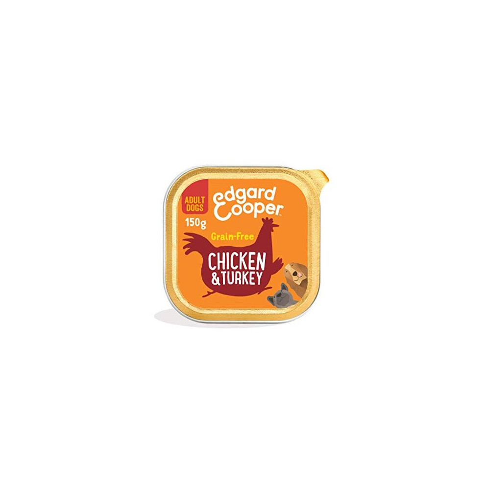 Edgard & Cooper Natural Wet Adult Dog Food - 11 x 150g - Chicken & Turkey - Grain Free, Protein & Healthy