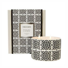 WAX LYRICAL Fired Earth Large Ceramic Candle, Black Tea and Jasmine, Up to 35 Hour Burn time