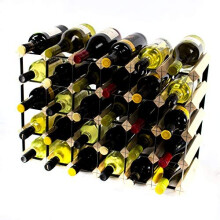 Classic 30 (6x4) Bottle Pine Wood and Black Metal Wine Rack Ready Assembled