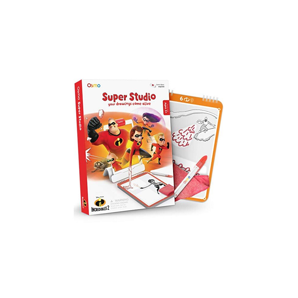 Osmo - Super Studio Learn To Draw Your Favorite Incredibles 2 Characters Game - Ages 5 - 11 - Watch Them Come to Life - for iPad and Fire Tablet (Base