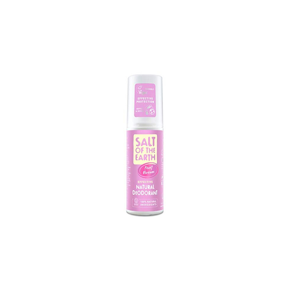 Salt Of The Earth Natural Deodorant Spray By Peony Blossom - Vegan, Long Lasting Protection, Refillable, Leaping Bunny Approved, Ma