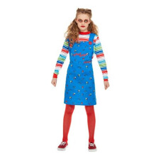 Smiffys 82006T Officially Licensed Chucky Costume, Blue, Teen Girl - Age 12 years +