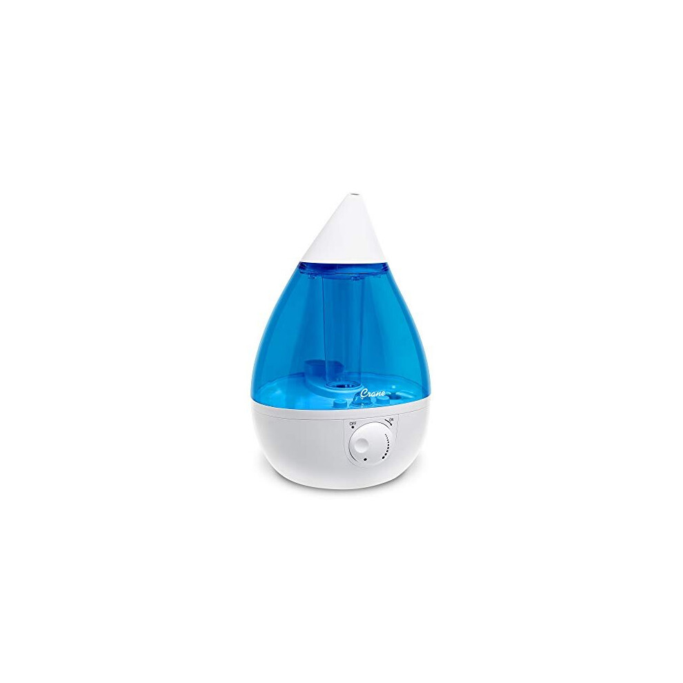 Crane USA Humidifiers - Blue and White Drop Ultrasonic Cool Mist Humidifier - 1 Gallon Adjustable Mist Output, Automatic Shut-Off, Whisper-Quiet Opera
