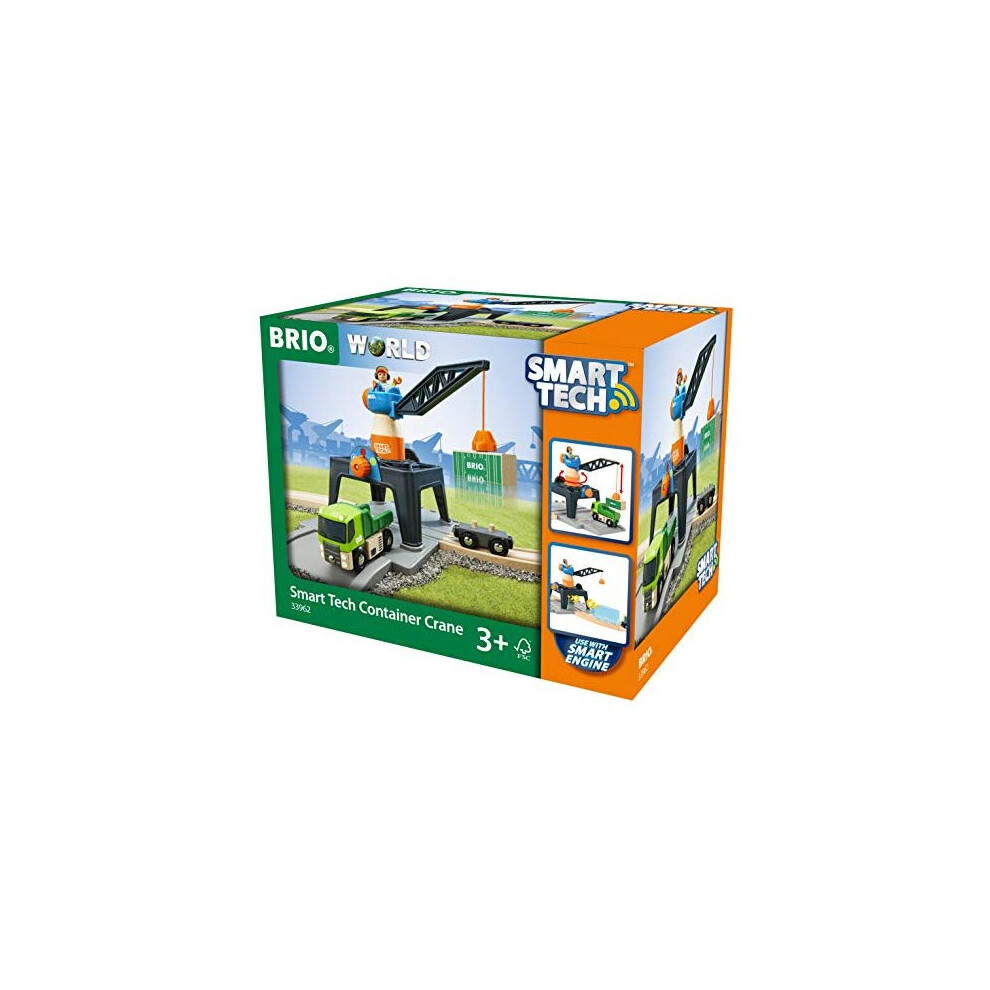 BRIO World Smart Tech Container Crane for Kids age 3 years and up compatible with all BRIO train sets