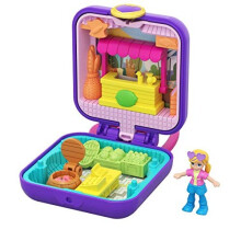 Polly Pocket Tiny Pocket Places Polly Farmer's Market Compact with Removable Lemonade Stand, Photo Customization, Reveals, Micro Polly Doll and Sticke