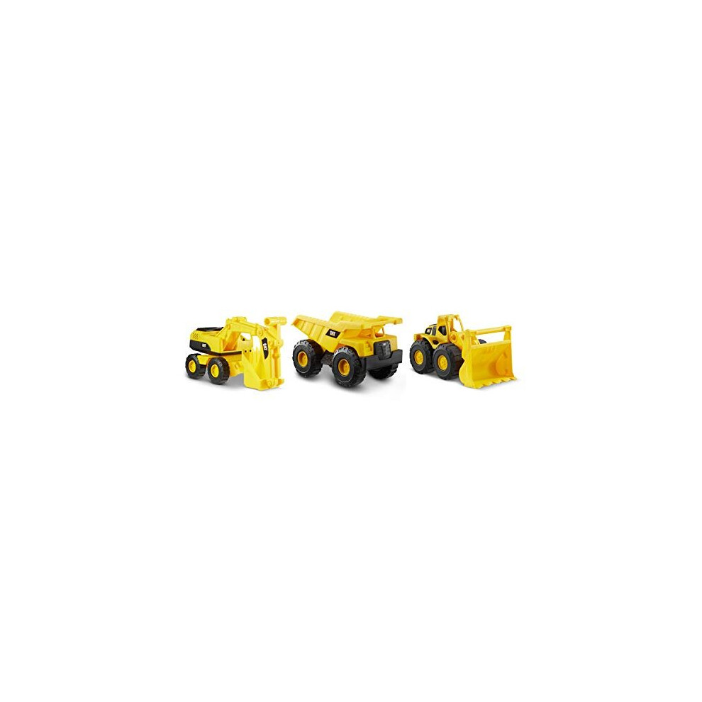 Caterpillar 82284 Construction Vehicles, CAT Mini Crew 3 Pack-Dump Truck, Wheel Loader, Excavator, Yellow