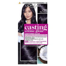 L'Oreal Paris Casting Creme Gloss Semi-Permanent Black Hair Dye, Blends Away Grey Hair Leaving a Radiant Hair Colour, Black Hair Dye 210 Blue Black