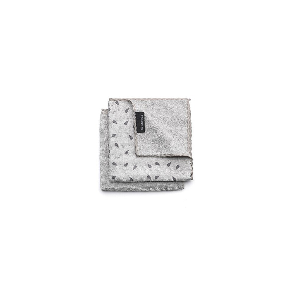 Brabantia Microfibre Cleaning Cloths (x 2), Machine Washable, Light Grey