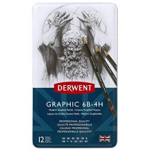Derwent34214 Graphic Medium Graphite Drawing Pencils, Set of 12, Professional Quality, Black